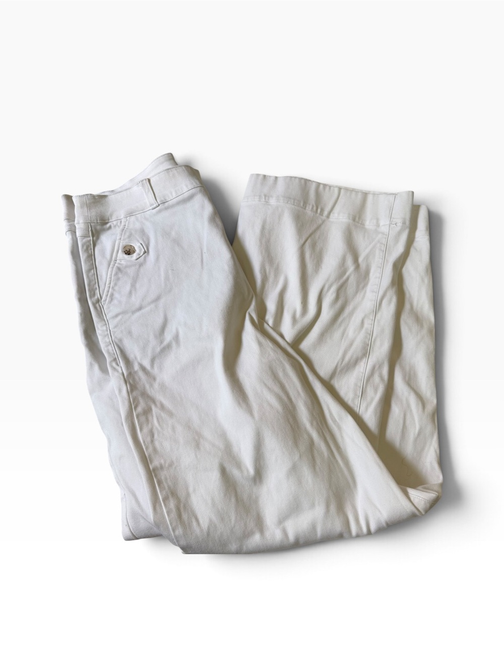 Spanx Stretch Twill Wide Leg Crop Pants White Pull On Womens XL 20312T